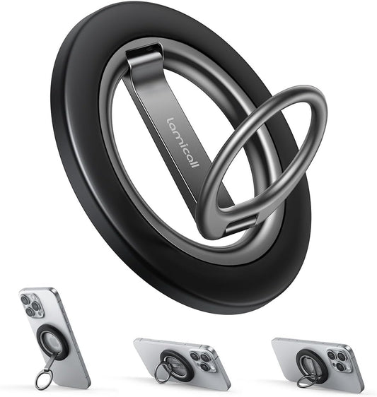 Lamicall for MagSafe Magnetic Phone Ring Stand - [Upgrade Dual-Hinge] 360° Rotation Finger Grip Holder, Super Magnet Phone Kickstand Ring, Mag Safe