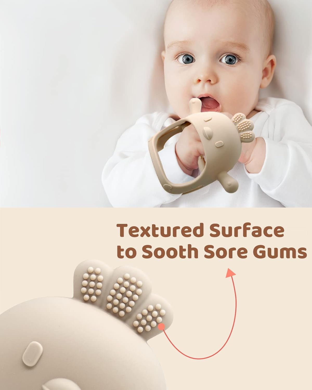 2 Packs Baby Teething Toy Silicone Teething Mitten for Babies Over 3 Months Anti Dropping Wrist Hand Teethers Baby Chew Toys for Sucking Needs, BPA