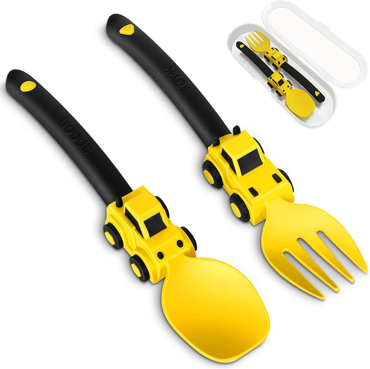 Construction Toddler Utensils - Toddler Forks and Spoons - Kids Construction Truck Utensils - Forks and Spoons Silverware Set - Christmas Birthday