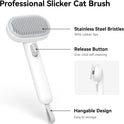 aumuca Cat Brush with Release Button, Cat Brushes for Indoor Cats Shedding, Cat Brush for Long or Short Haired Cats, Cat Grooming Brush Cat Comb for