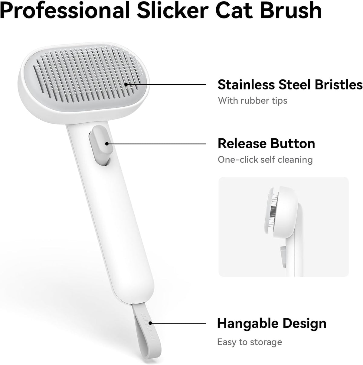 aumuca Cat Brush with Release Button, Cat Brushes for Indoor Cats Shedding, Cat Brush for Long or Short Haired Cats, Cat Grooming Brush Cat Comb for