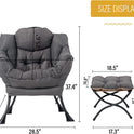 Welnow Lazy Chair with Ottoman, Modern Lounge Accent Chair with Armrests and a Side Pocket, Leisure Sofa Armchair, Reading Armchair with Footrest for