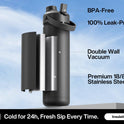 POWCAN 26 oz Insulated Water Bottle with 2-in-1 Straw and Spout Lid, Keep Cold 24H, Leak-Proof, Fits in Car Cup Holder, Stainless Steel Water Bottle