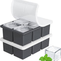Large Ice Cube Tray for Whiskey: FDDBI Silicone Ice Cube Trays with Lid - 2Pack Big Square Old Fashioned Ice Cube Maker for Cocktail - 2inch Huge