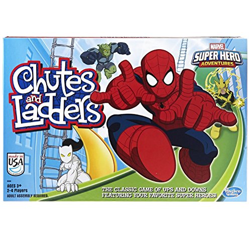 Hasbro Gaming Chutes and Ladders: Marvel Spider-Man Edition Board Game for Kids 2-4 Players, Preschool Games, Easter Gifts for Boys and Girls, Ages 3