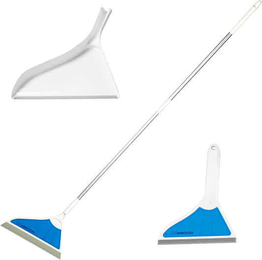 Helio Air Broom 3 Piece Kit All Surface Sweeper and Squeegee for Wet and Dry Cleaning Dust, Dirt, Liquids, Pet Hair, Tile, Hardwood Floors, Carpet
