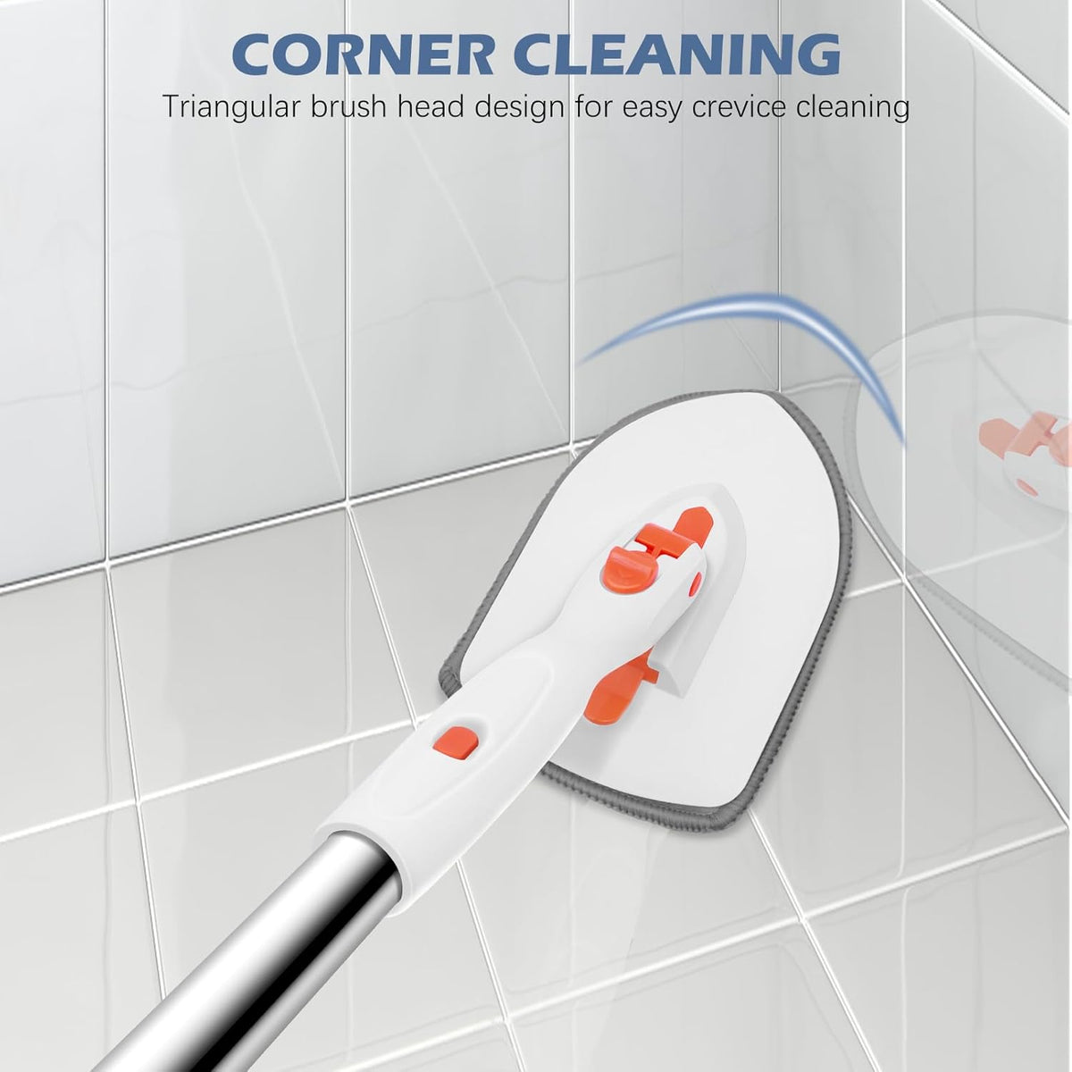 SetSail Floor Scrub Brush, 3-In-1 Tile Tub Floor Scrubber with 52-inch Adjustable Long Handle Shower Cleaner Brush and 3 Detachable Replacement Brush