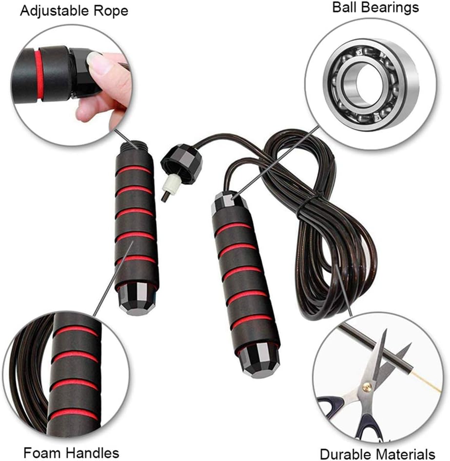 Redify Jump Rope,Jump Ropes for Fitness for Women Men and Kids,Speed Jumping Rope for Workout with Ball Bearings,Adjustable Skipping Rope