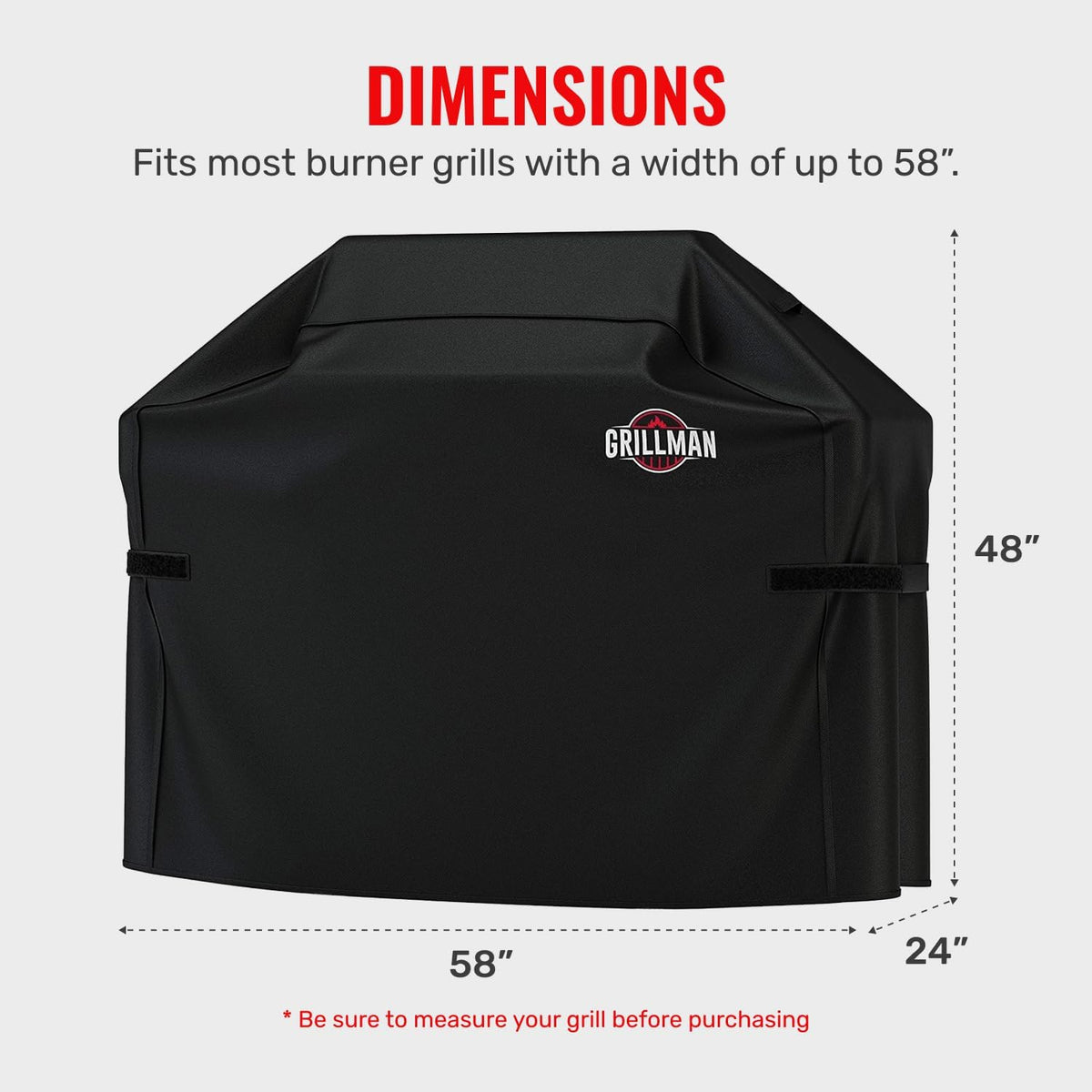 Grillman Grill Cover, BBQ Outdoor Grill Covers, Charcoal, Gas Grills, Waterproof, Rip-Proof, Weather-Resistant, Anti-UV, Barbecue Cover for Weber