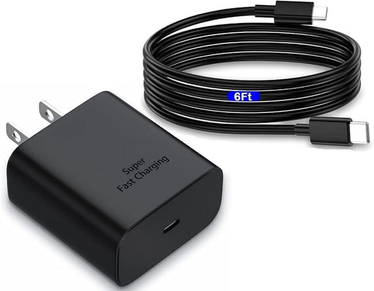 S24 S25 S23 A16 Samsung Charger Super Fast Charging 45W USB C Super Fast Charger with 6FT Type C Charger Cable Cord for Samsung Galaxy