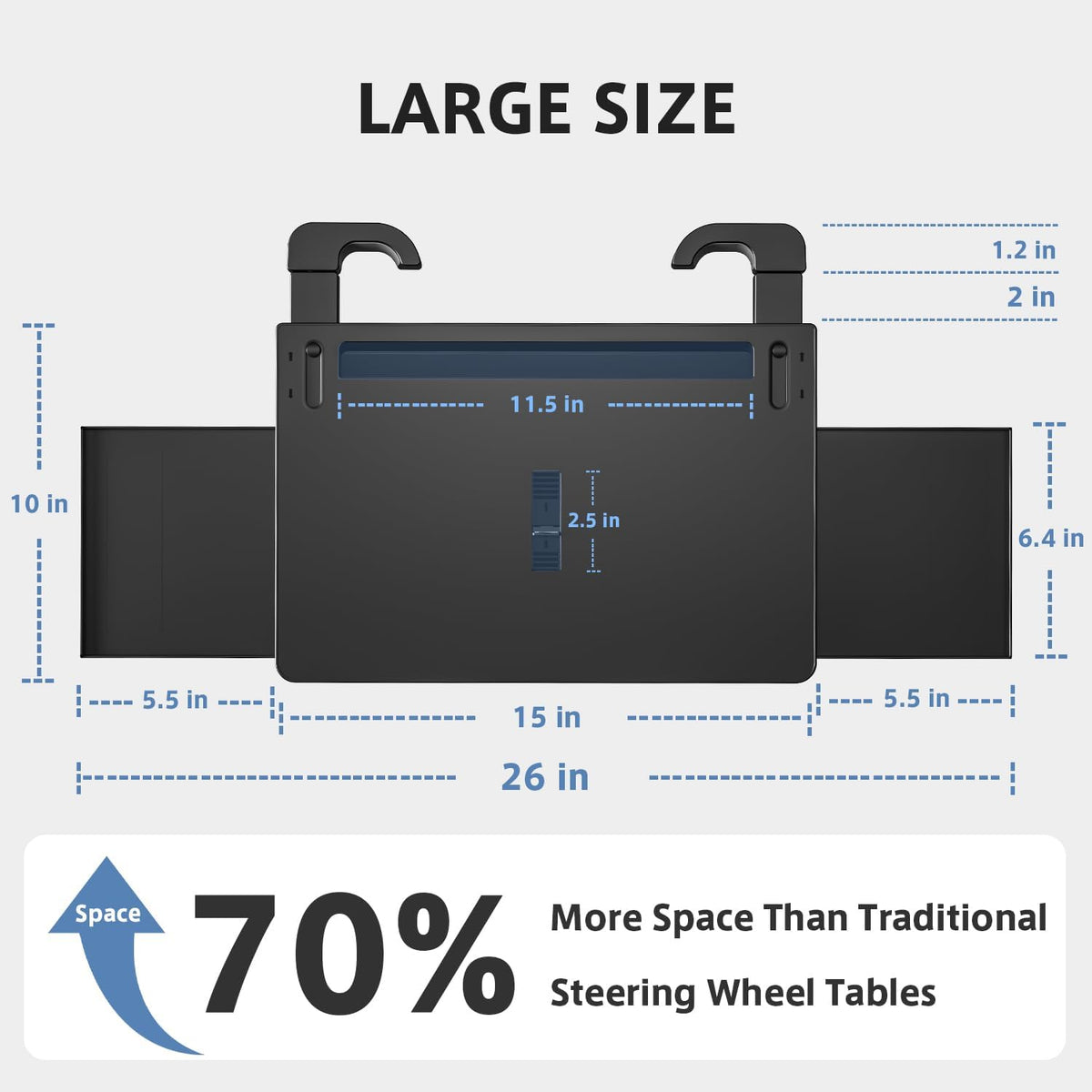 Steering Wheel Tray, Car Food Tray, Car Desk for Laptop, Multipurpose Car Table for Eating & Work, Adjustable Car Tray with Drawer and Anti-Slip