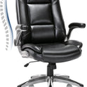 COLAMY Leather Executive Office Chair - High Back Home Computer Desk Chair with Padded Flip-up Arms, Adjustable Tilt Lock, Swivel Rolling Ergonomic
