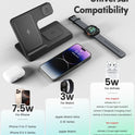 Wireless Charger iPhone Charging Station: 3 in 1 Charger Stand Multiple Devices for Apple - iPhone 17 16e 16 15 14 Pro Max 13 12 11 - Watch 10 9 8 7