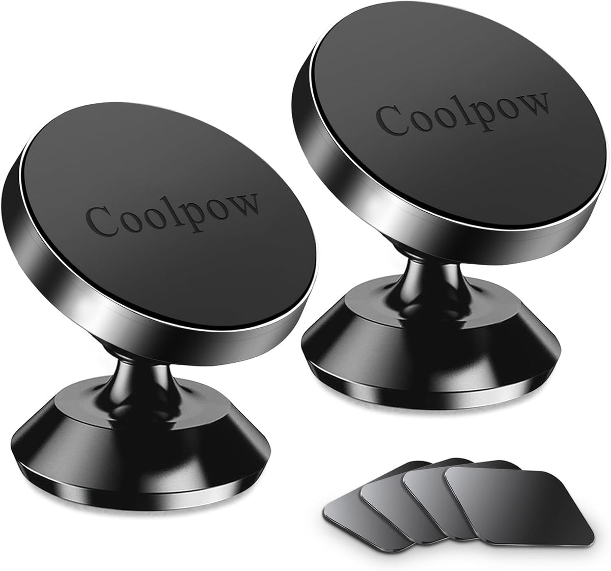 Coolpow【2 Packs 】Magnetic Phone Holder for car【Strong Magnet】phone holders for your car phone holder Mount for Car【4 Metal Plate】Universal Dash cell