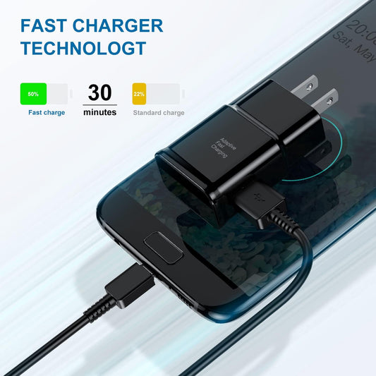 Type C Charger Fast Charging, 2 Pack USB C Android Phone Wall Charger Block & 6ft Charge Cable Cord, for Samsung Galaxy S8 / S9 / S10 Plus Active