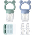 2 Pack Silicone Baby Fruit Feeder with Mini Freezer Tray, Breastmilk Popsicle Molds for Baby Teething Relief, Fresh Food Feeder for Safe Infant Self