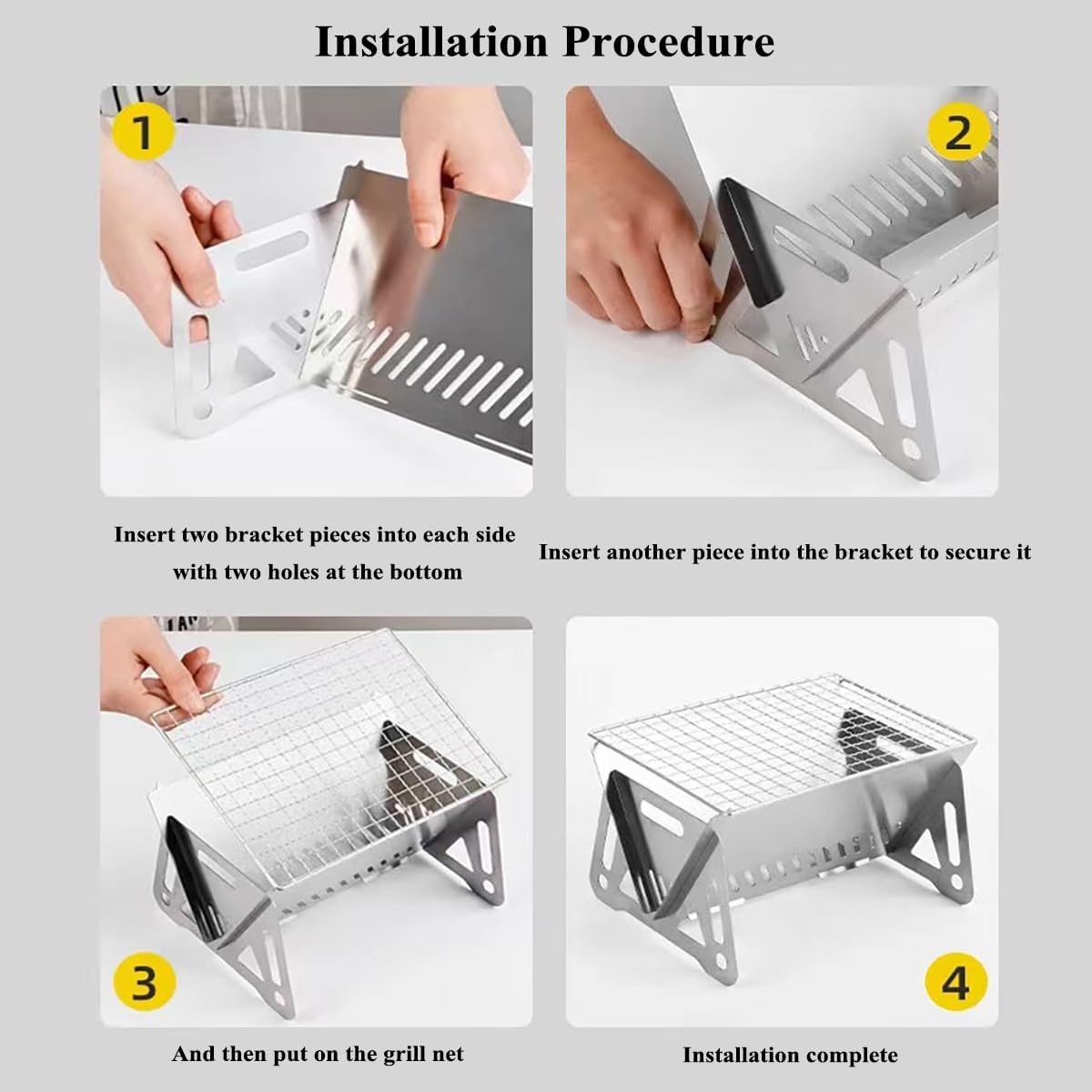 WINB Portable Folding BBQ Grill for 1-2 People - Mini Charcoal Grill for Camping, Compact Stainless Steel Fire Pit with Carry Bag, Outdoor Grill