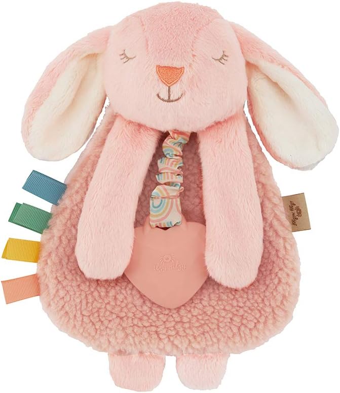 Itzy Ritzy - Itzy Lovey Including Teether - Baby Lovey with Teether, Textured Ribbons & Dangle Arms - Features Crinkle Sound, Sherpa Fabric and Minky