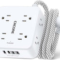 Surge Protector Power Strip - CHCORE 5Ft Braided Extension Cord with 8 Outlets with 4 USB (2 USB C) Charging Ports, Flat Plug Multi Plug Outlet