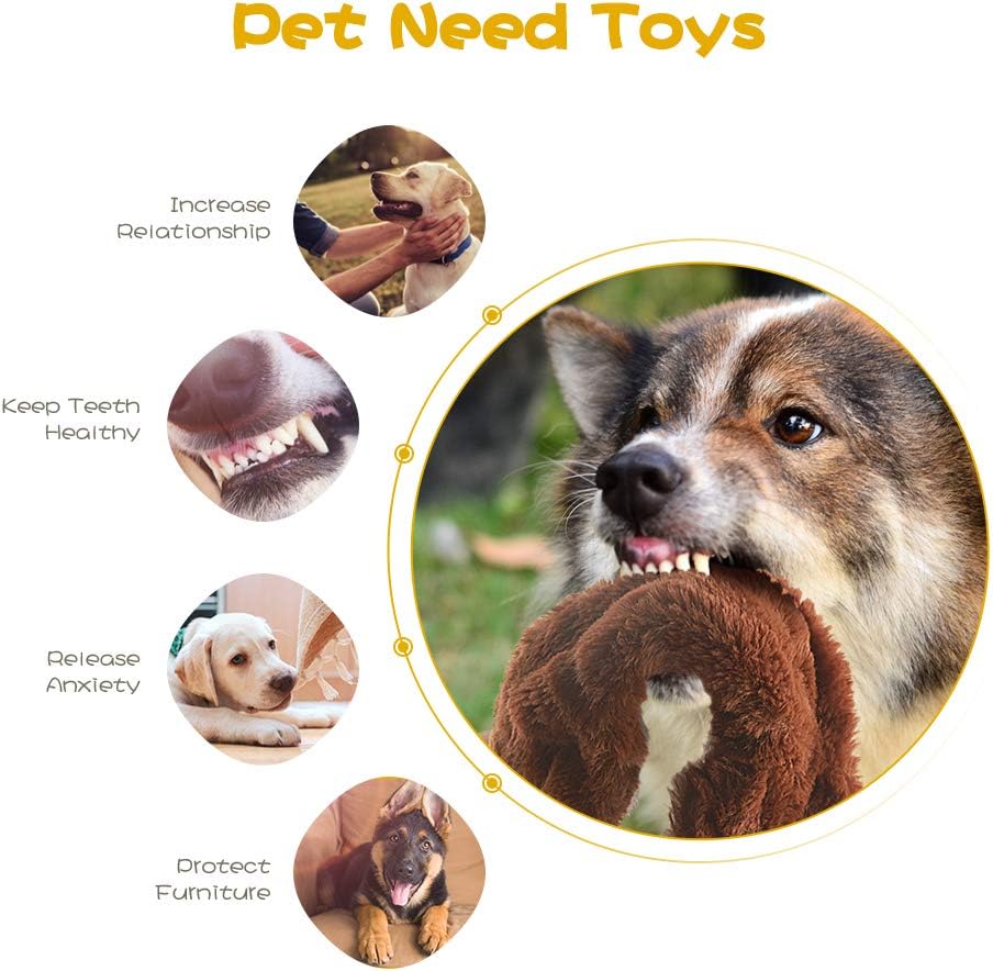 Dog Squeak Toys, No Stuffing Plush Dogs Chew Toy Bundle for Small Medium Large Breed Chewer Tough Durable Squeaky Pet Fetch Puppy Teething Chewing