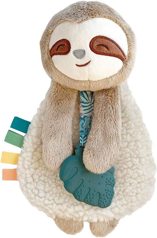 Itzy Ritzy - Itzy Lovey Including Teether - Baby Lovey with Teether, Textured Ribbons & Dangle Arms - Features Crinkle Sound, Sherpa Fabric and Minky
