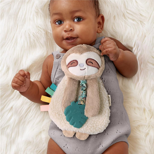 Itzy Ritzy - Itzy Lovey Including Teether - Baby Lovey with Teether, Textured Ribbons & Dangle Arms - Features Crinkle Sound, Sherpa Fabric and Minky
