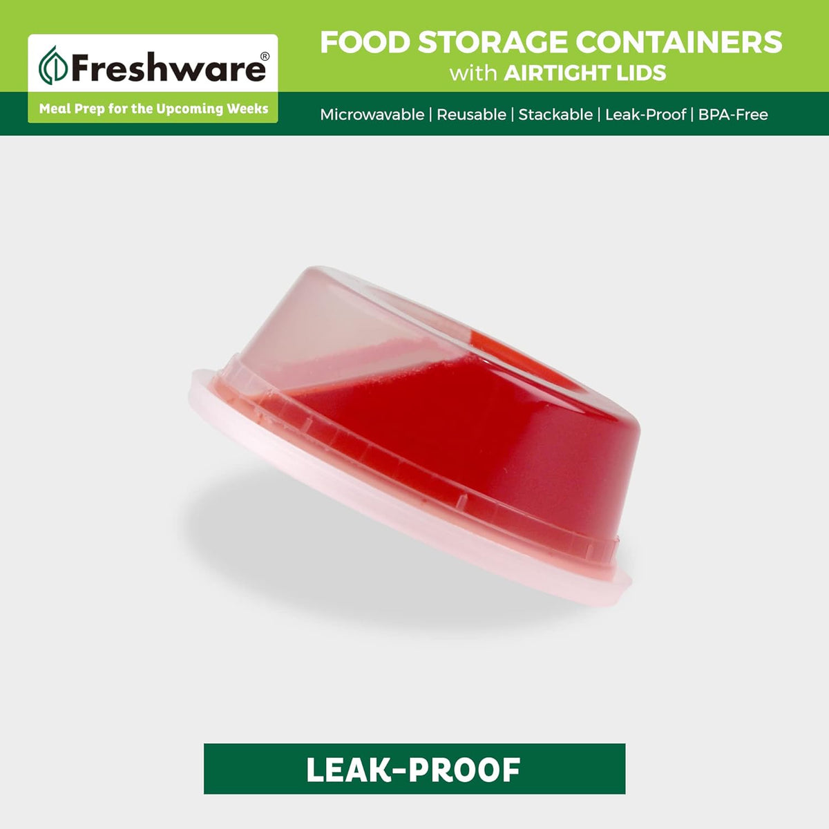 Freshware Food Storage Containers [50 Set] 8 oz Plastic Deli Containers with Lids, Slime, Soup, Meal Prep Containers | BPA Free | Stackable