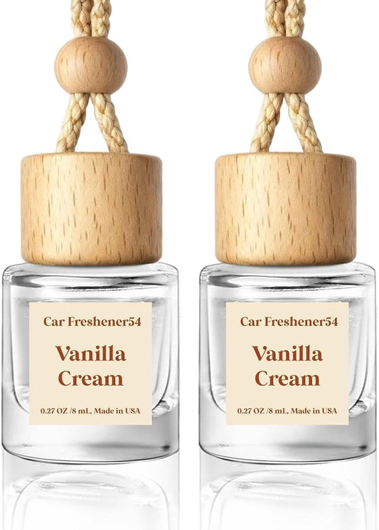 HoogaLife Car Air Freshener Diffuser 2 Pack Hanging Air Freshener Diffuser - Vanilla Cream Fragrance Oil Air D iffuser for Car, 45+ days Long Lasting