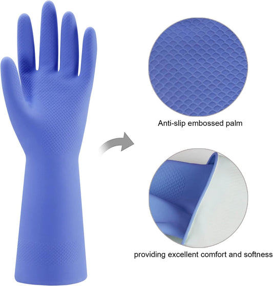 Rubber Kitchen Dishwashing Gloves - 4 Pairs Colorful Reusable Household Cleaning Gloves for Washing Dishes and Cleaning Tasks, Flexible Long-lasting