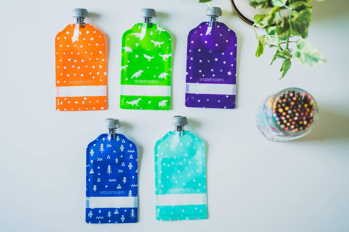 Simple Modern Reusable Baby Food Pouches for Toddlers | BPA Free Plastic, Food Safe, Freezer Safe | Refillable for Applesauce Yogurt & Puree Squeeze