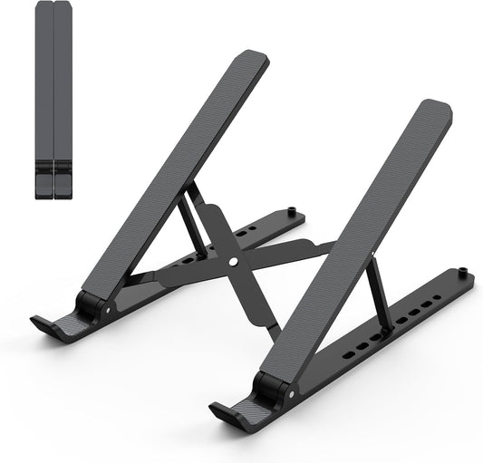 Laptop Stand for Desk, Adjustable Laptop Riser ABS+Silicone Foldable Portable Notebook Holder, Ventilated Cooling Notebook Mount Computer Stand for