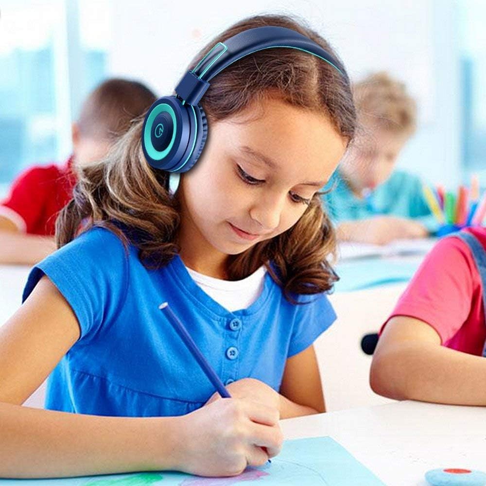 Kids Headphones - noot products K11 Foldable Stereo Tangle-Free 3.5mm Jack Wired Cord On-Ear Headset for
