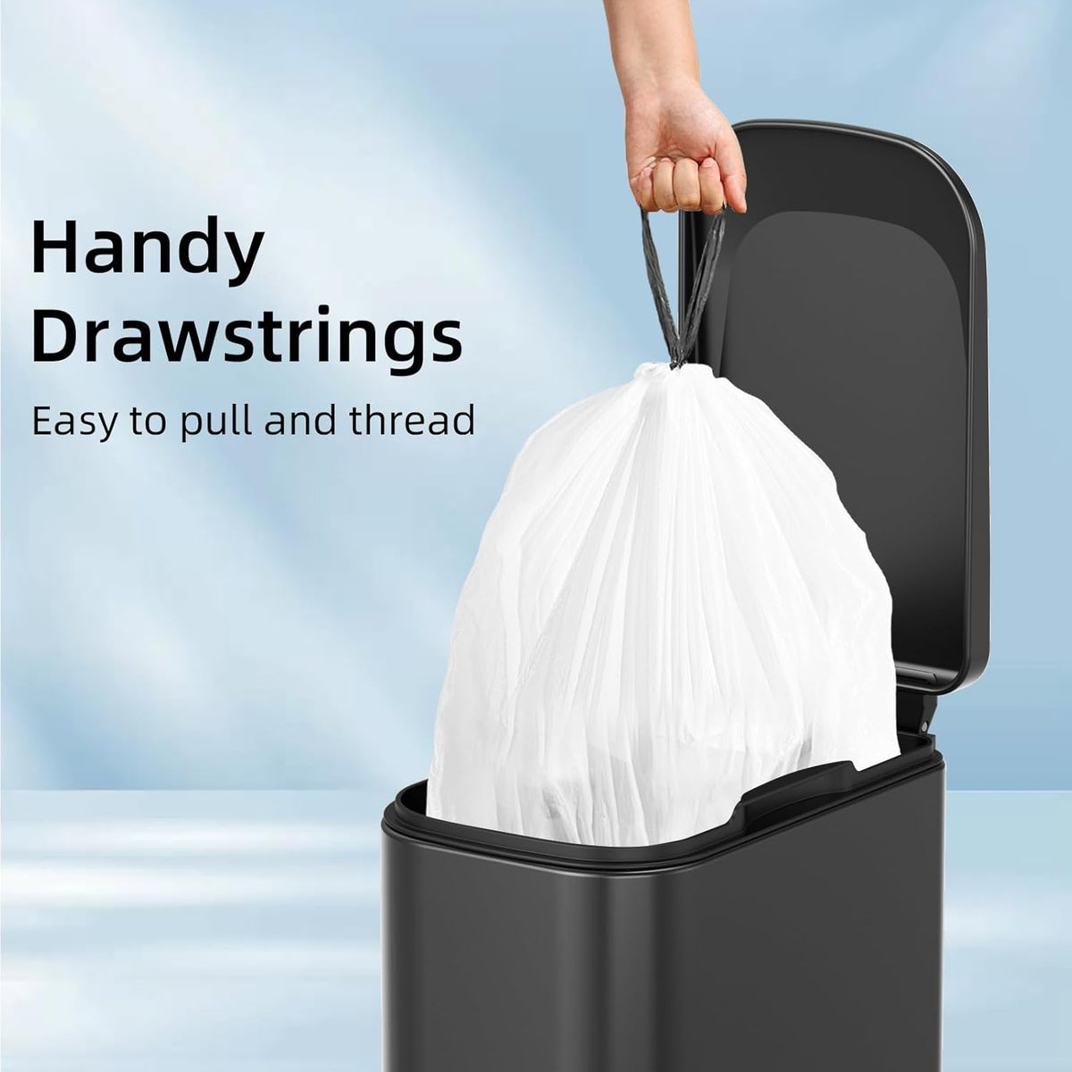 120 Counts 1.6 Gallon Mini Drawstring Trash Bags, Small Garbage Bags by KSSKSS, Code a fit 4.5-8 Liter, 1.2-2 Gal, White Trash Bin Liners for Home