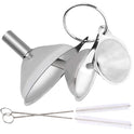 Metal Stainless Steel Funnel, Large Medium Small Funnel Set of 3, Food Grade Mini Funnels for Kitchen Use Filling Bottles Flask Cooking, 2 Brushes