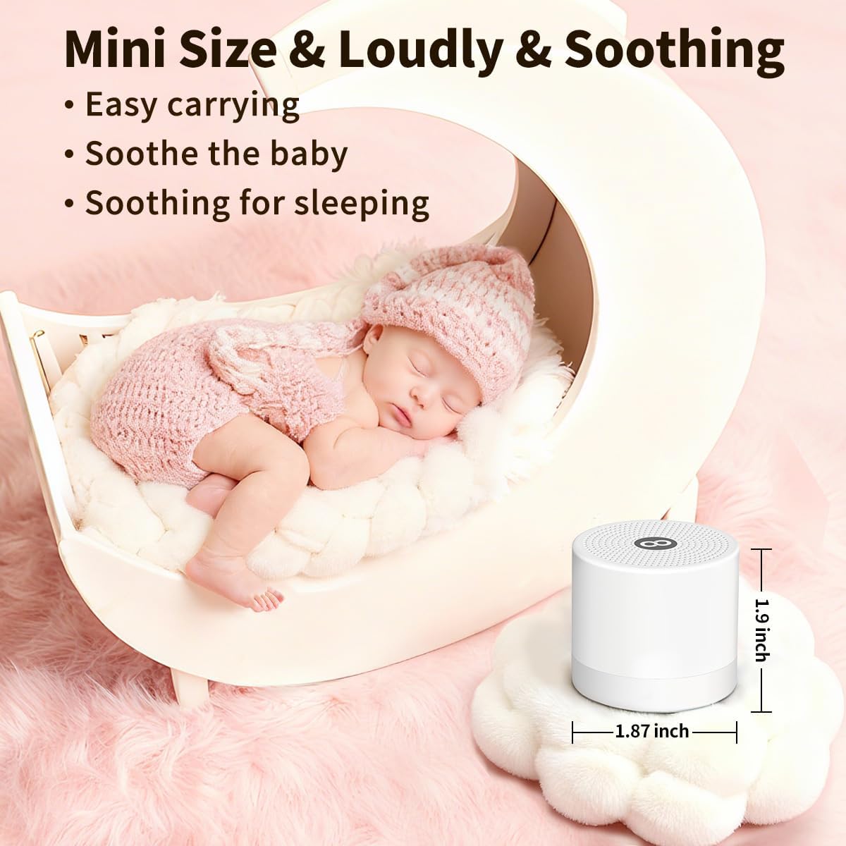 Sound Machine Mini White Noise Machine with 30 Soothing Sounds for Newborn Baby Kids Adults Portable Rechargeable Sleep Brown Noise Machine 4 Timers