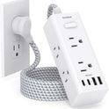 Power Strip Surge Protector - One Beat 6 Widely Outlets with 4 USB Ports (2 USB C), 5 Ft Extension Cord Flat Plug, Wall Mount Outlet Extender Small