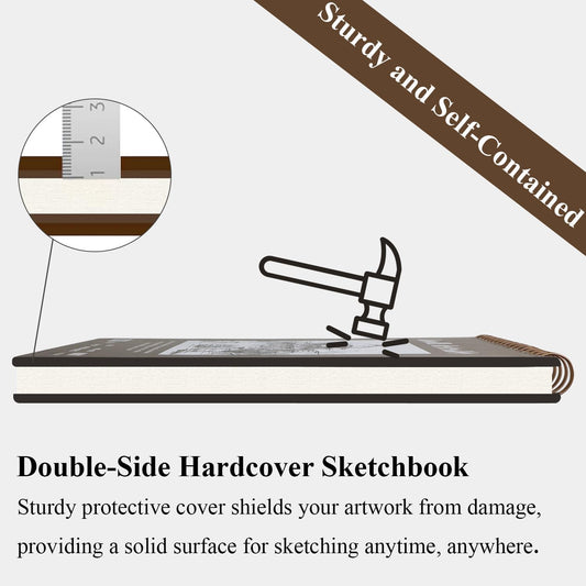 Fuxi 9" x 12" Sketch Book, Top Spiral Bound Sketch Pad, 100 Sheets 68lb/100gsm Acid-Free Drawing Paper, Art Sketchbook for Drawing Pad for Kids