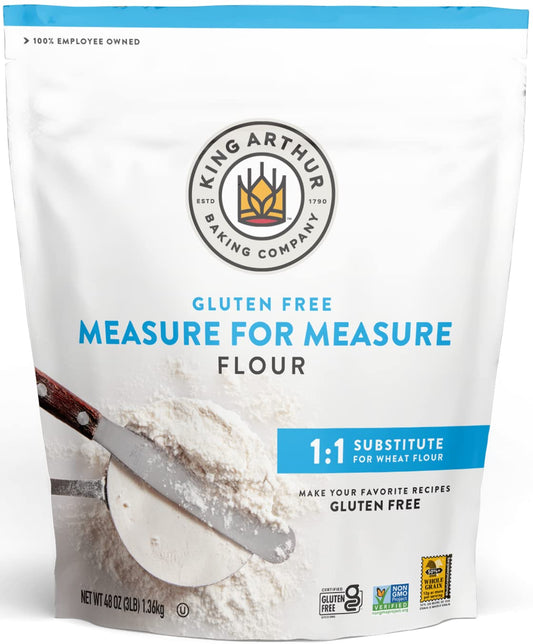 King Arthur Measure for Measure Gluten-Free Flour: All-Purpose 1:1 Substitute for Wheat Flour, Non-GMO, Kosher Certified, 3 lbs Bag for Baking