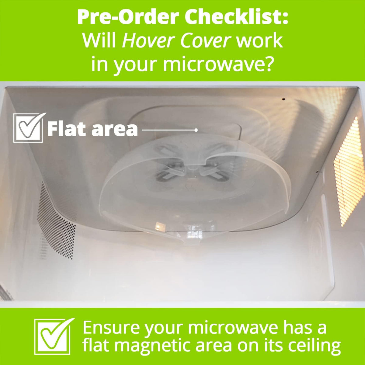 HOVER COVER Magnetic Splatter Cover, 12-Inch Clear BPA-Free Food Lid, Vented Plate Guard with Steam Vents, Anti-Splash Microwave Lid, Dishwasher