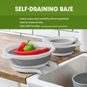 Collapsible Colanders (3 Pack Set) Food Strainers with Over-Sink Water Draining Base for Pasta Fruits and Vegetables (Patent Pending) White (3 Sizes