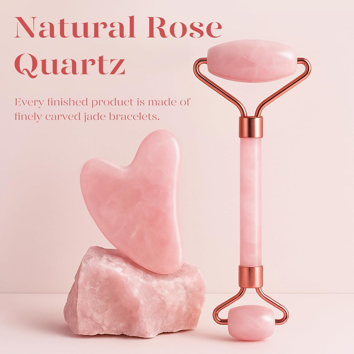 BAIMEI IcyMe Jade Roller & Gua Sha, Face Roller Redness Reducing Skin Care Tools, Self Care Pink Gift for Men Women, Massager for Face, Eyes, Neck