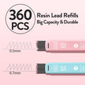 Four Candies Cute Mechanical Pencil Set, 6PCS Pastel Mechanical Pencils 0.5 & 0.7mm with 360PCS HB Leads, 3PCS Erasers and 9PCS Eraser Refills