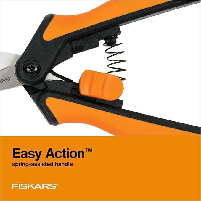 Fiskars Micro-Tip Pruning Snips - 6" Garden Shears with Sheath and Comfort Grip - Sharp Steel Blades - Quality Pruning Shears for Plants in Grow Tents and Hydroponics - Garden Tools - Cart Shape