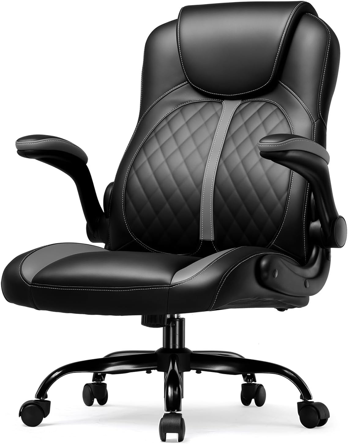 GTRACING Office Computer Gaming Chair Ergonomic Desk Chair for Adults with Lumbar Support Flip-Up Arms Adjustable Height Swivel Wheels PU Leather