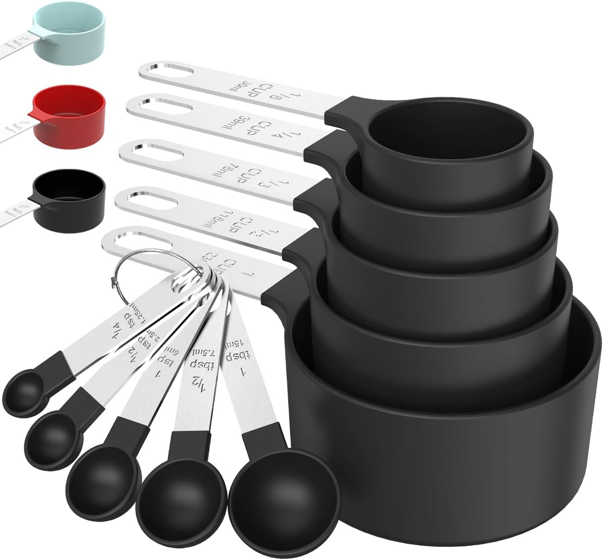 TILUCK Measuring Cups & Spoons Set, Stackable Cups and Spoons, Nesting Measure Cups with Stainless Steel Handle, Kitchen Gadgets for Cooking & Baking