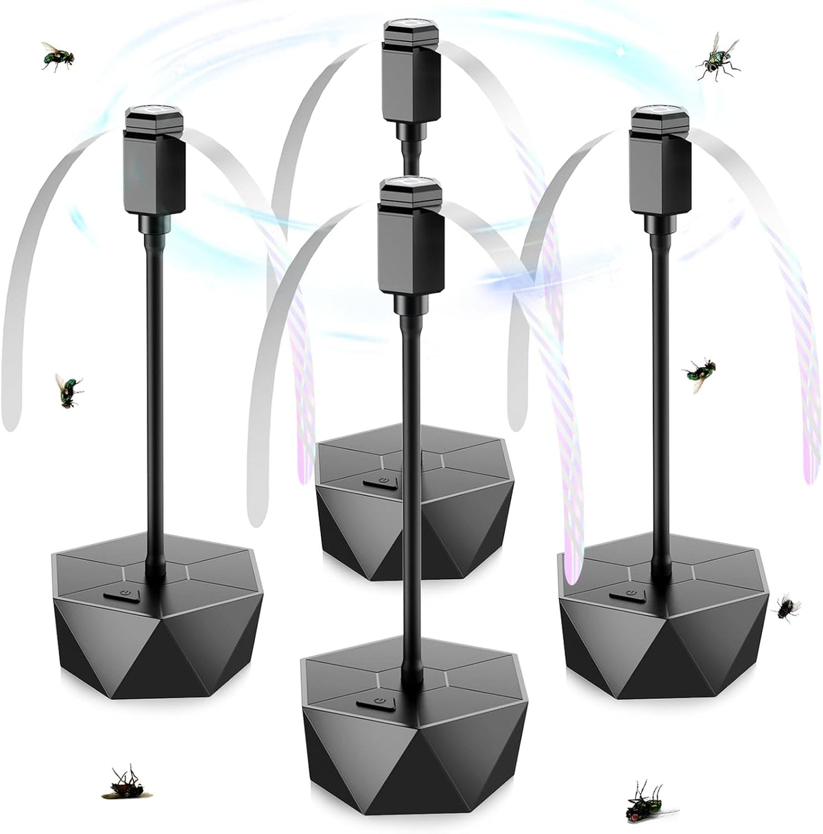 Fly Fans for Tables, Fly Repellent Fan Outdoor Indoor Keep Flies Away, Fly Repellent Fans for Tables with Holographic Blades for Picnic, Party