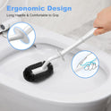 HAMITOR Toilet Bowl Brush Holder Set: Curved Design with Holder for Deep Cleaning Under Rim - Compact Hidden Scrubber for Small Space - Modern RV