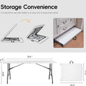 Folding Table 6FT HDPE 6 Foot Foldable Table Portable Banquet Surface Fold-in-Half Desk Utility for Working Meeting Parties, Picnic, Camping