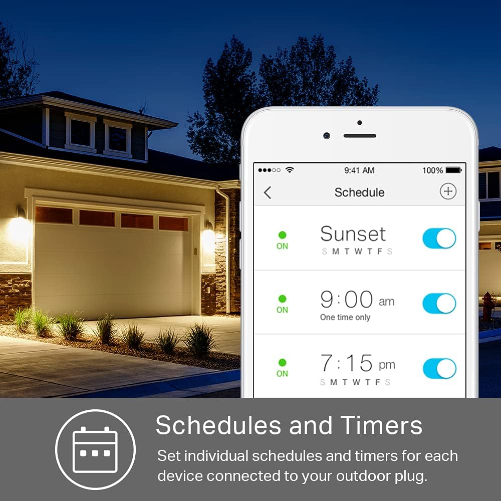 Kasa Outdoor Smart Plug, Smart Home Wi-Fi Outlet Timer, Max Load 15A/1875W, IP64 Weather Resistance, Compatible with Alexa, Google Home