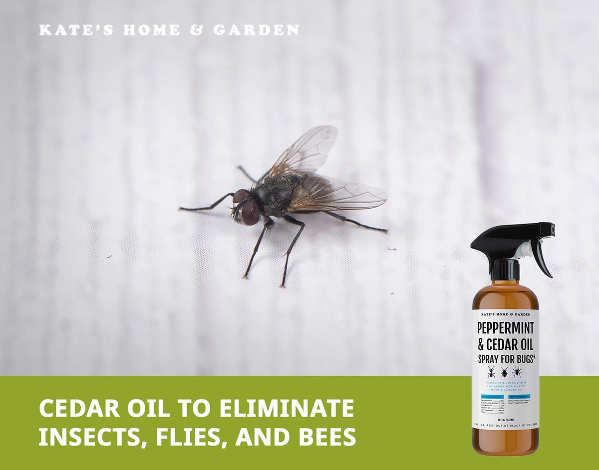Kate's Home & Garden Peppermint Oil Spray for Bugs, Ants, Insects, Spiders. Pesticide and Insecticide Indoor Repellent Pest Control with Cedarwood